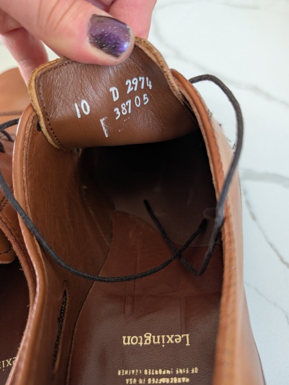 Allen Edmonds Lexington Leather Cap-Toe Derby Dress Shoe 10 M D width Tan - Picture 4 of 6